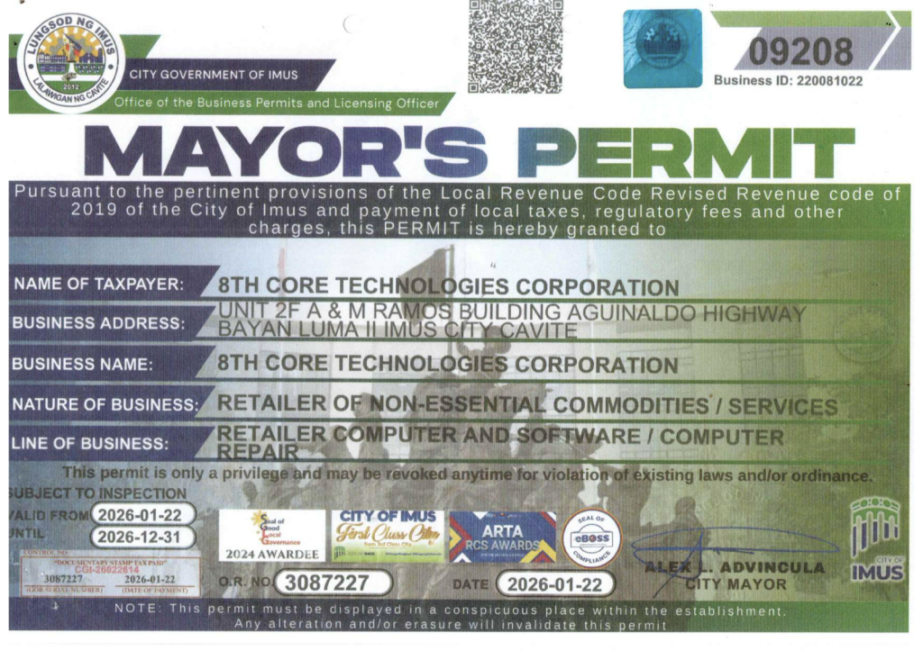 Mayor's Permit — City of Imus